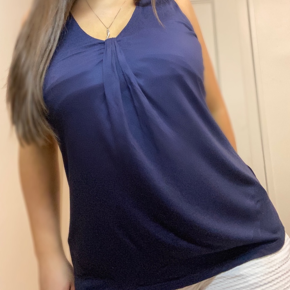 H&M dark blue sleeveless blouse
